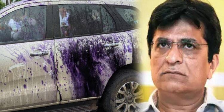 किरीट सोमय्यांच्या गाडीवर दगडफेक केल्याचा शिवसैनिकांवर आरोप..!