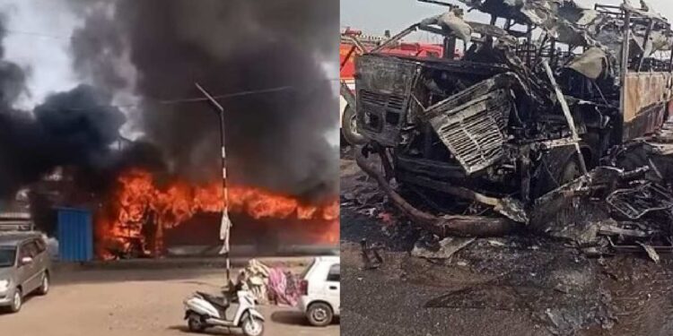 नाशिकमध्ये बसचा अग्नीतांडव; सहा जण ठार, 8-10 प्रवासी जखमी