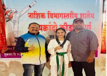 नाशिक विभागीय शालेय तायक्वांडो स्पर्धेत अनुभूती निवासी स्कूलच्या साची पाटीलला सुवर्ण पदक