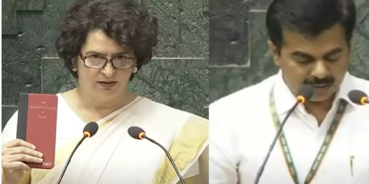 प्रियंका गांधींसह रवींद्र चव्हाण यांनी घेतली खासदारकीची शपथ